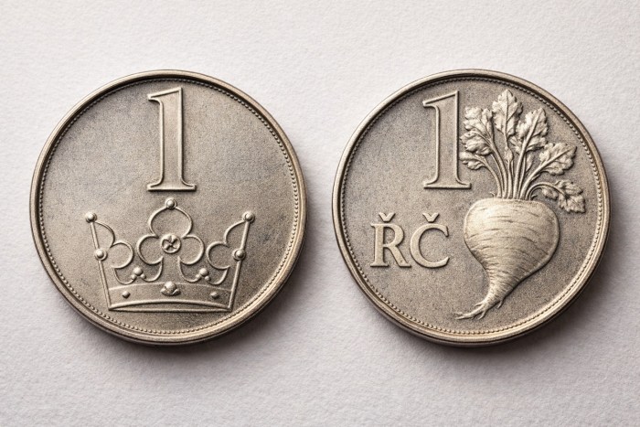 This is what Czech money might have looked like — imagine paying in beets instead of crowns.