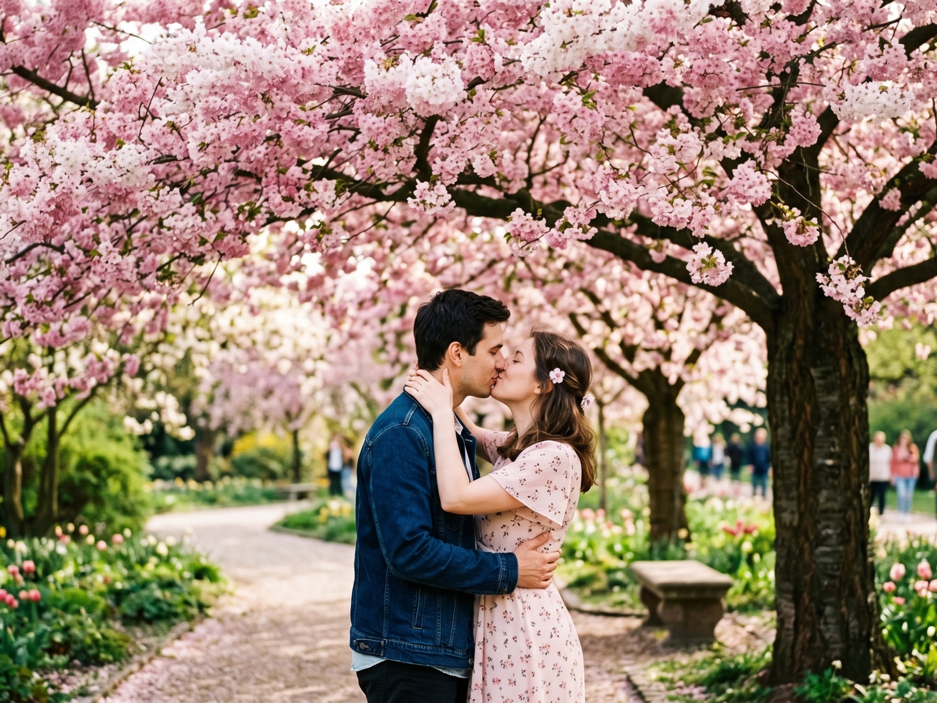 Every woman must be kissed under a blossoming cherry tree on May 1st no to "dry up"
