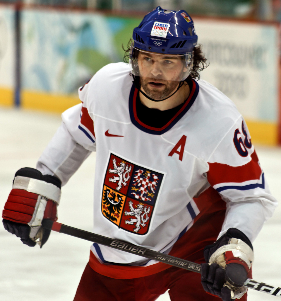 Jaromír Jágr playing for Team Czech Republic during a game at the 2010 Winter Olympics in Vancouver