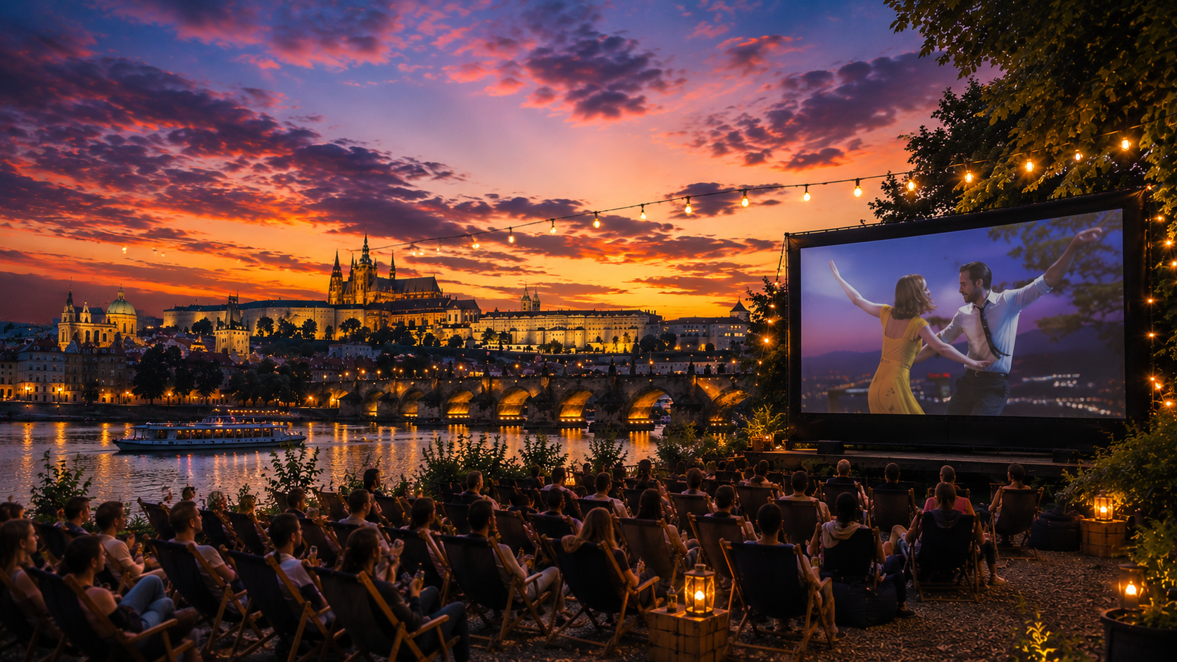 Summer nights in Prague are made for open-air cinema, city lights, and movies under the stars.